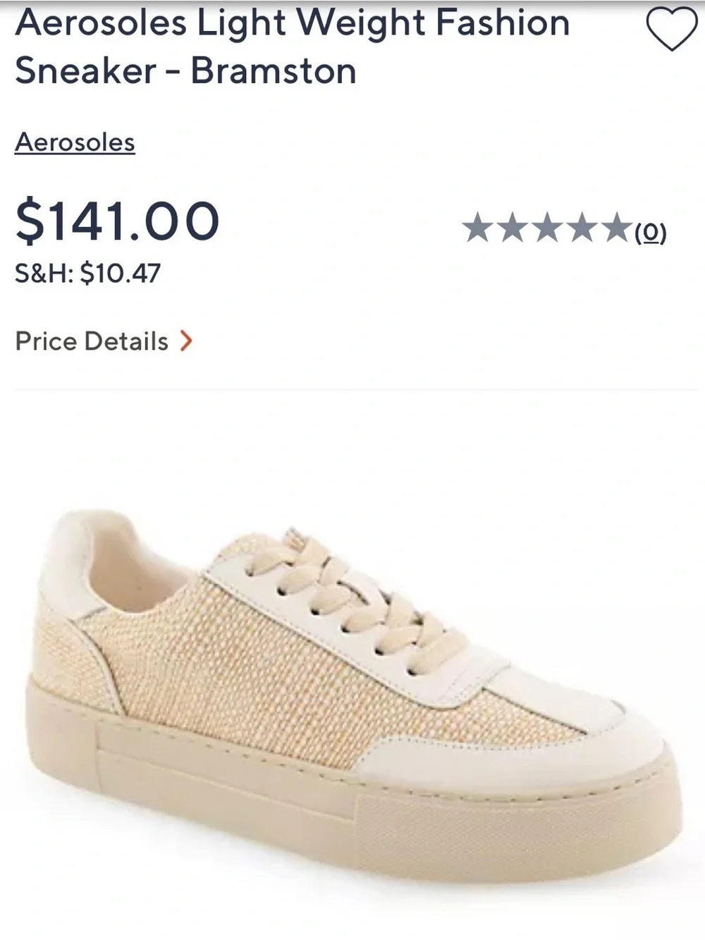 AEROSOLES women’s Beige Woven Platform Sneaker size 10